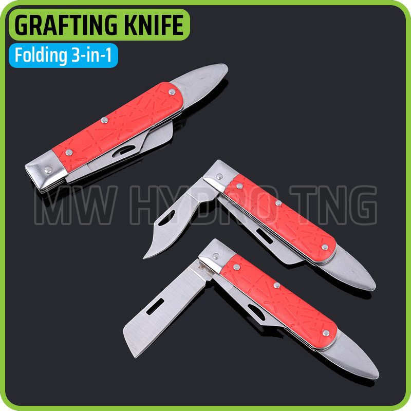 Pisau Lipat Okulasi Cangkok Tanaman, Folding Grafting Knife 3-in-1