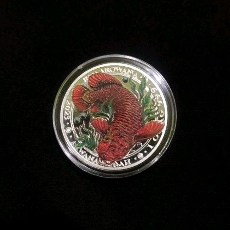 Koin Perak Arwana Merah Arwana Red 1 oz Fine Silver 10 Dirham Antam