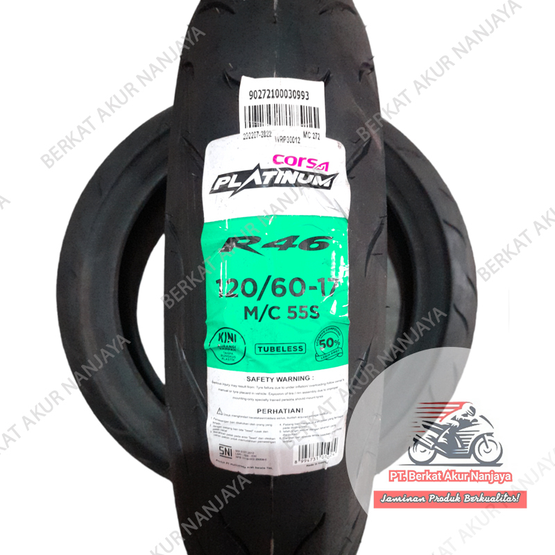 Corsa Platinum R46 120/60-17 Ban Motor Sport Tubeless Soft Compound BONUS Pentil