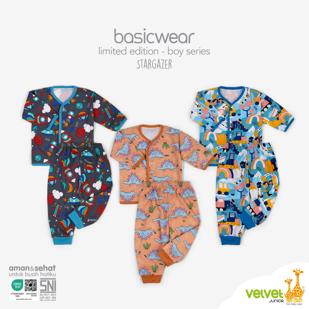 Velvet junior GREAT ADVENTURE/STAR GAZER/SPRING BLOSSOM Setelan Baju Panjang celana kc Tengah NB - Velvet Piyama Bayi/Piyama-VELVET MOTIF PARADE OF JOY &amp; MIX BOY GIRL