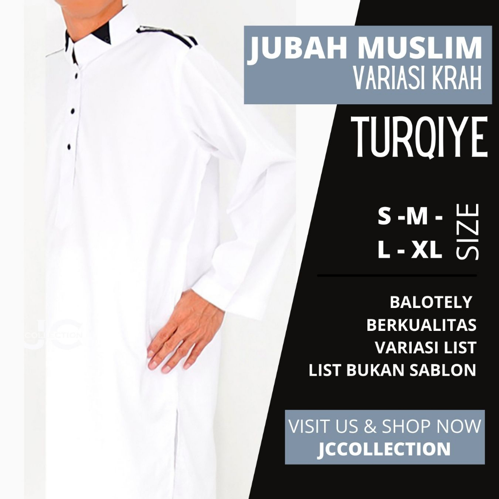 Jubah Baju Muslim Gamis Pria Variasi Leher Krah Turkki- JCCollections