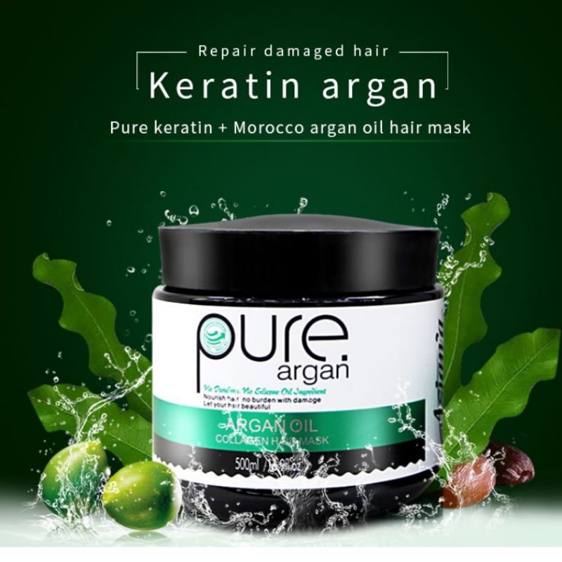 Pure Keratin Collagen / Argan oil Hair Mask Masker Rambut kratin purc formula USA original promo spa biolage