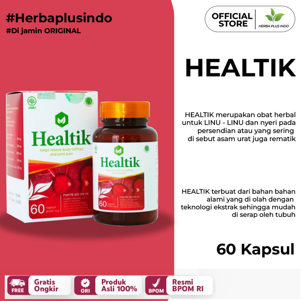 

[GROSIR] OBAT ASAM URAT HEALTIK UNTUK NYERI SENDI REMATIK 100% HERBAL HALAL RESMI BPOM
