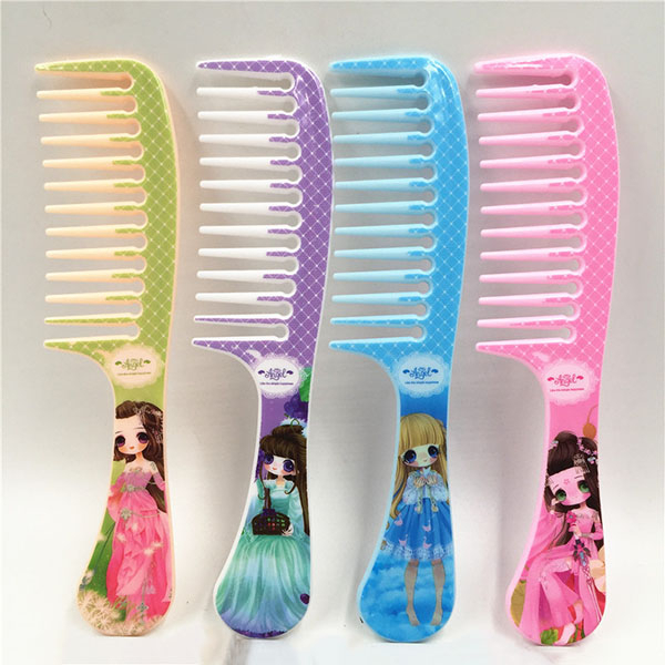 Sisir Rambut Fancy Karakter Kartun Renggang Rapat Warna Motif Garis / Sisir Gagang Besar Gigi Jarang Murah / TV-119