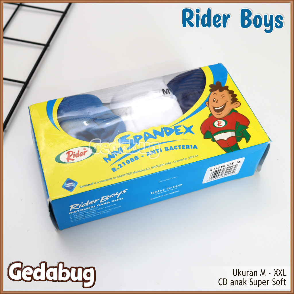 3 Pcs - CD Anak Rider R 210 BB Katun Spandex | Celana dalam anak Suoer Soft Polos | Gedabug