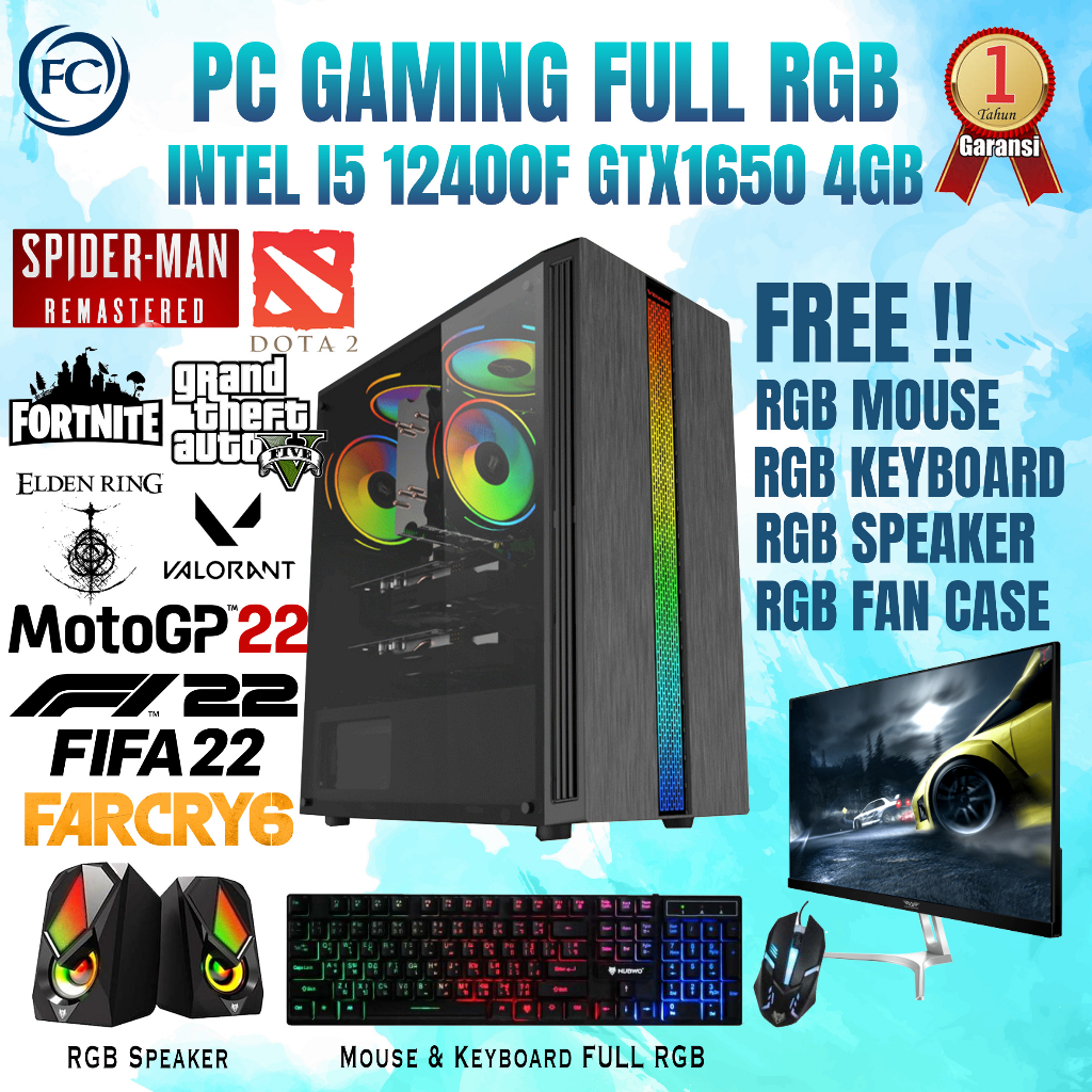 PC GAMING / DESIGN / LIVESTREAMING DDR4 I5 12400F /16GB/ GTX 1650 4Gb