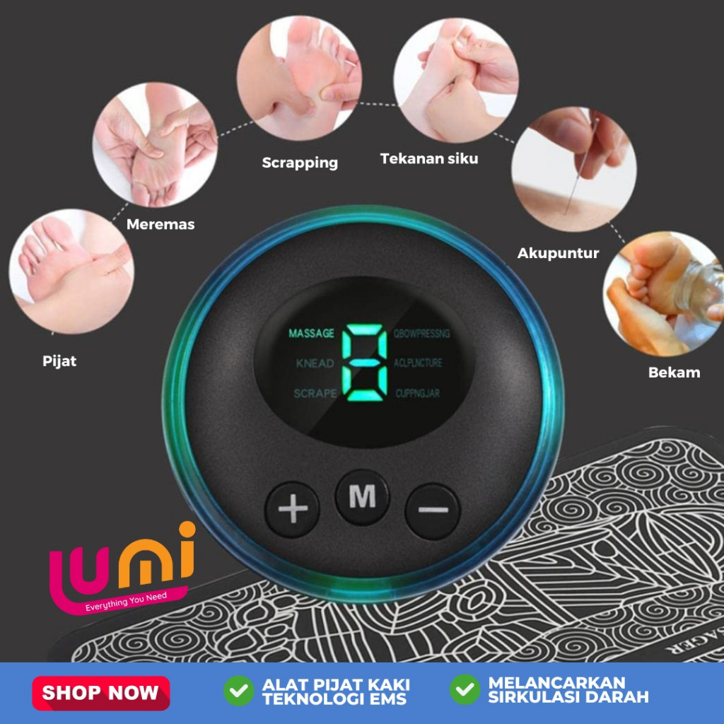 Alat Pemijat Portable Elektrik EMS Foot Massager Kaki Karpet Tikar Pijat Akupuntur Pengisian Meningkatkan Sirkulasi Darah Mengalirkan Listrik Terapi