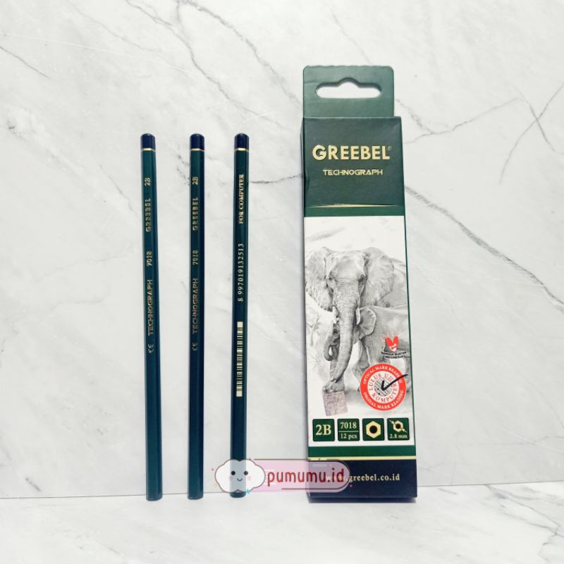 

[PUMUMU] TK26 Pensil 2B Greebel Technograph 7018 Original / Pensil 2B / Pencil / Alat Tulis / Pensil