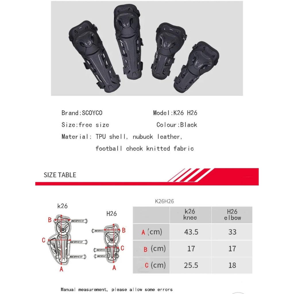 Scoyco K26 H26 Knee Elbow Guard Protector Pelindung Lutut Siku tangan