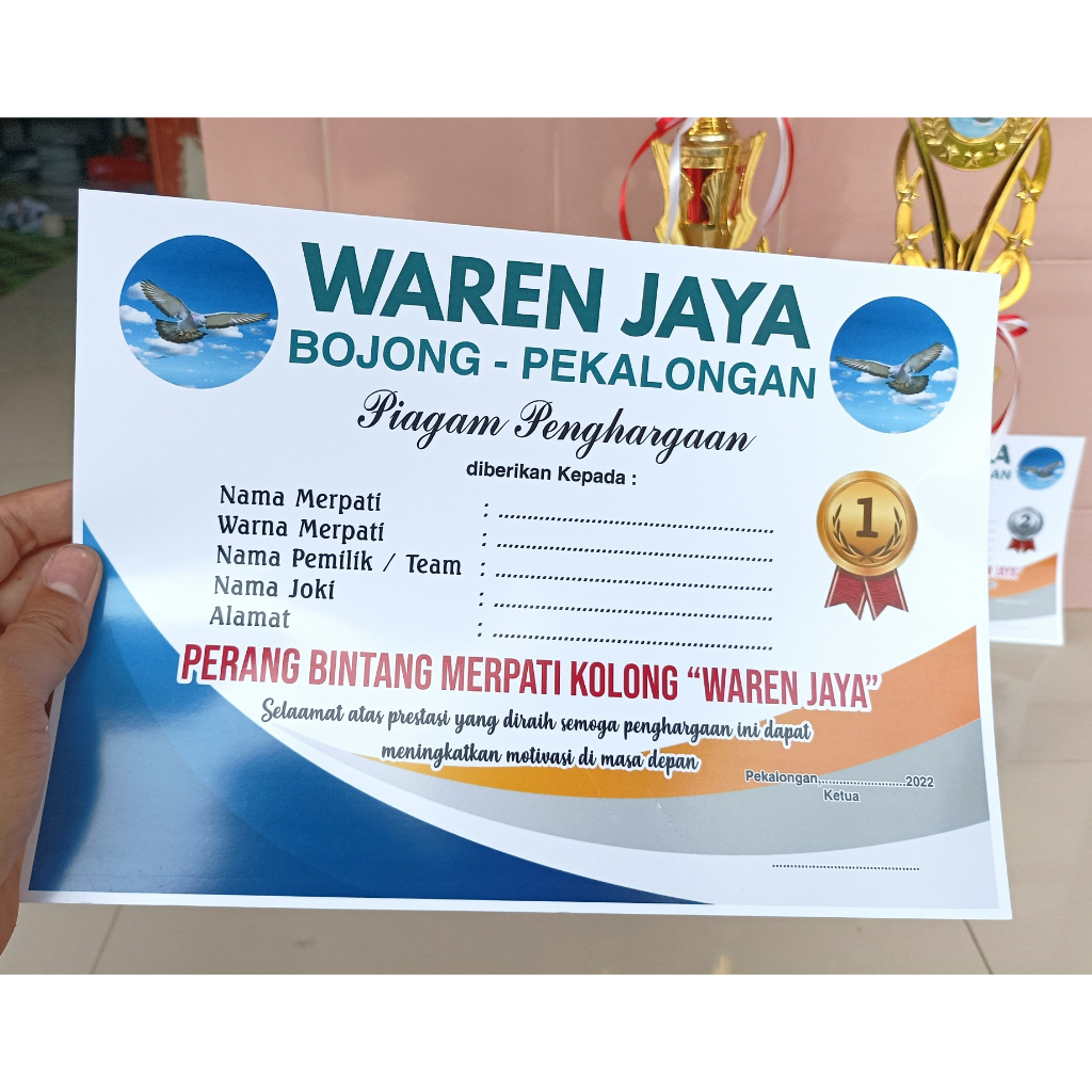 Sertifikat Piagam Penghargaan Untuk Lomba Ukuran A4