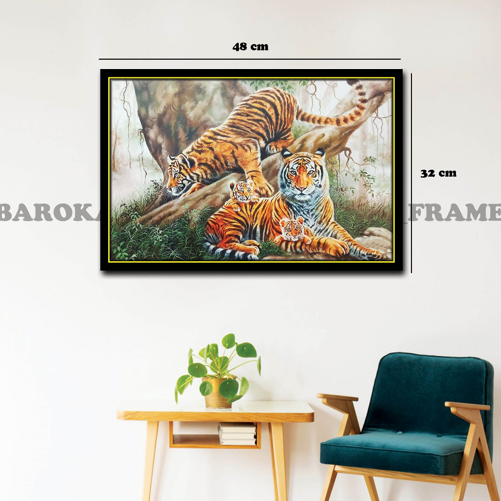 Poster Foto bingkai Lukisan Ikan KOI 9 Sembilan 32x48cm