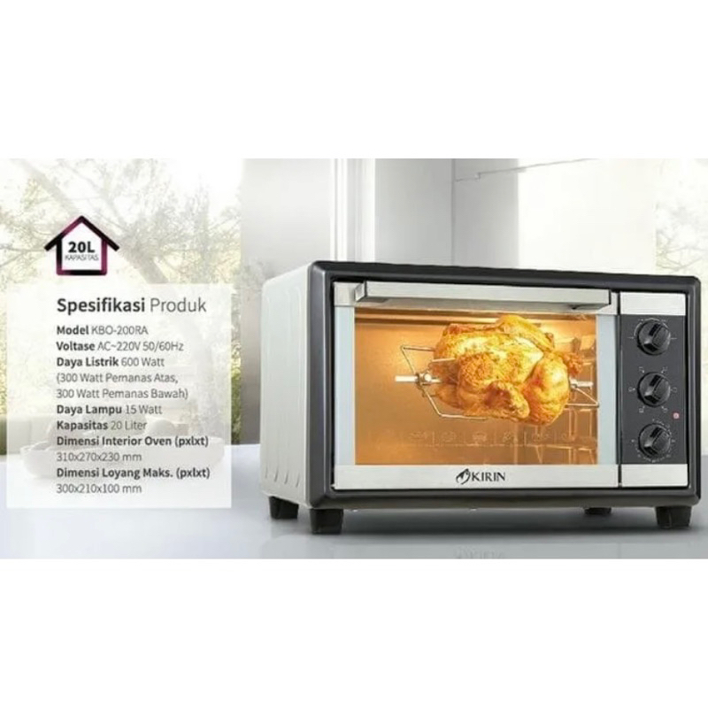 Oven Kirin KBO 200 RA + Lampu