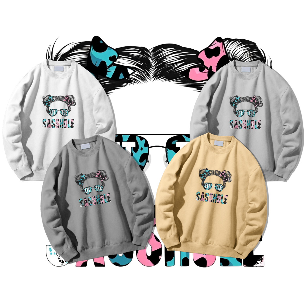Sweater Wanita Oversize LITTLE korean style Terbaru Cotton FLeece tebal 300 gsm Couple Bestie