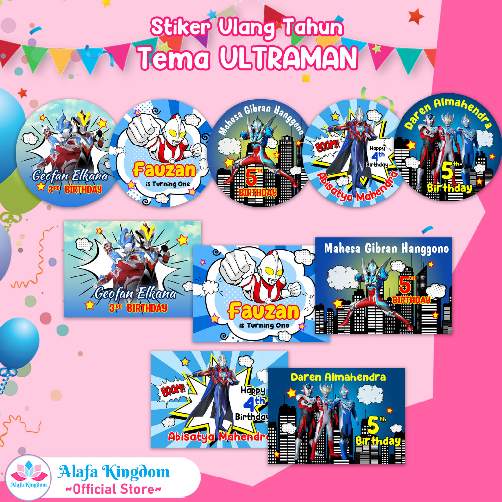 

[alafakingdom] Stiker Ulang Tahun ULTRAMAN | Stiker Label Ultah Birthday Custom