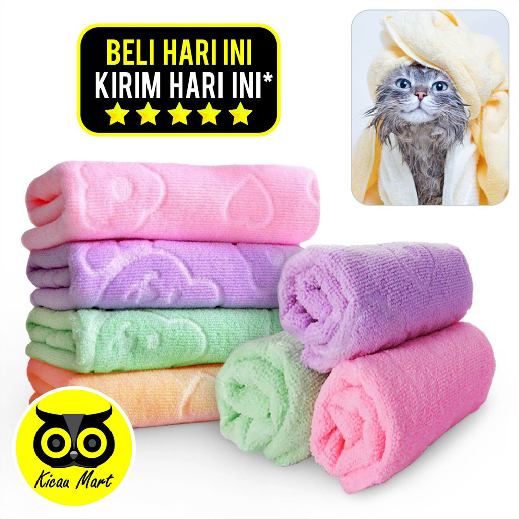 Handuk Grooming Kucing Cat Towel Super Lembut Handuk Mandi Kain Lap Shampo Sabun Sampo Kucing Anjing Sugar Glider Hamster Kelinci Burung Handuk Hewan