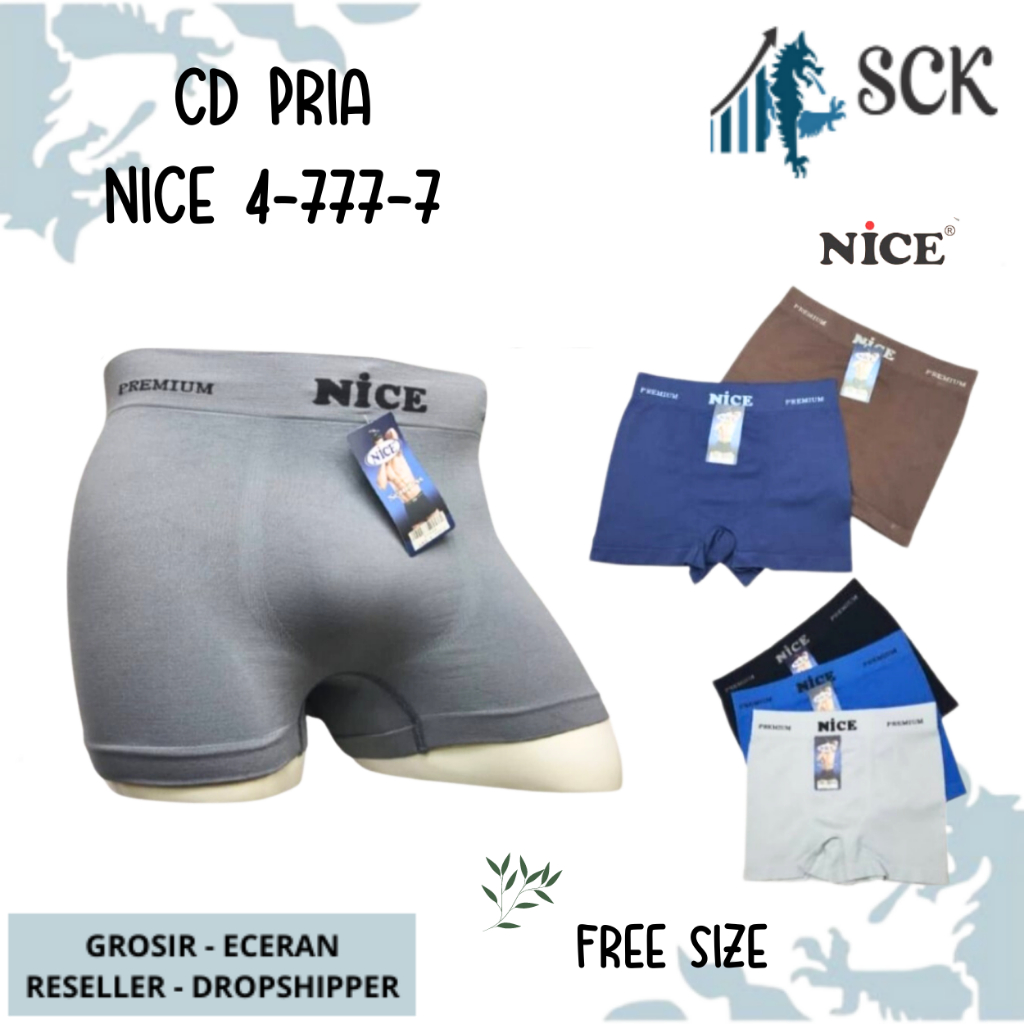 CD Pria NICE 4777-7 Model BOXER Bahan Katun Premium / Celana Dalam Pria Boxer model Sporty katun SIZE M L XL - sckmenwear GROSIR