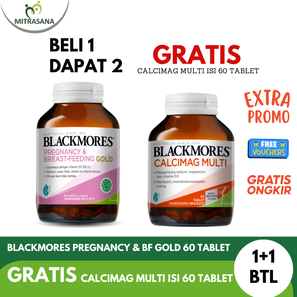 Blackmores Pregnancy &amp; Bf Gold 60 Kapsul Gratis Blackmores Calcimag Multi 60 Tablet