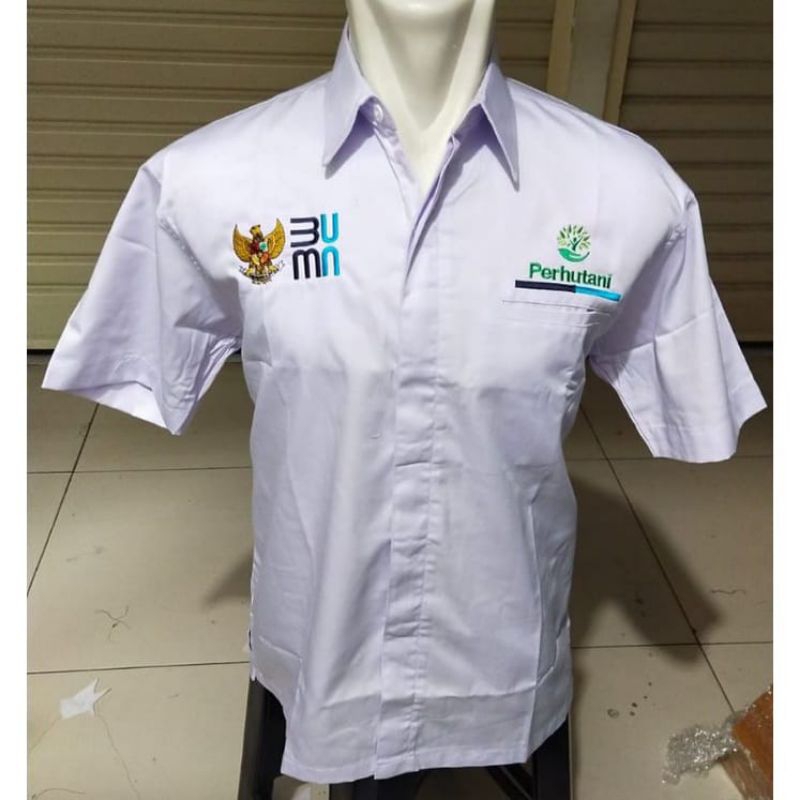 KEMEJA BUMN PERHUTANI BORDIR || SERAGAM BUMN PERHUTANI BORDIR || BAJU BUMN PERHUTANI BORDIR KOMPUTER
