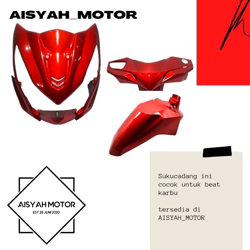 Cover Bodi Bagian Depan Honda Beat FI Warna Merah Tahun 2012-2014