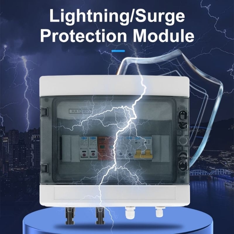 Box Panel With Lightning Protection 2 input 1 out DC 600V Fuse MCB SPD