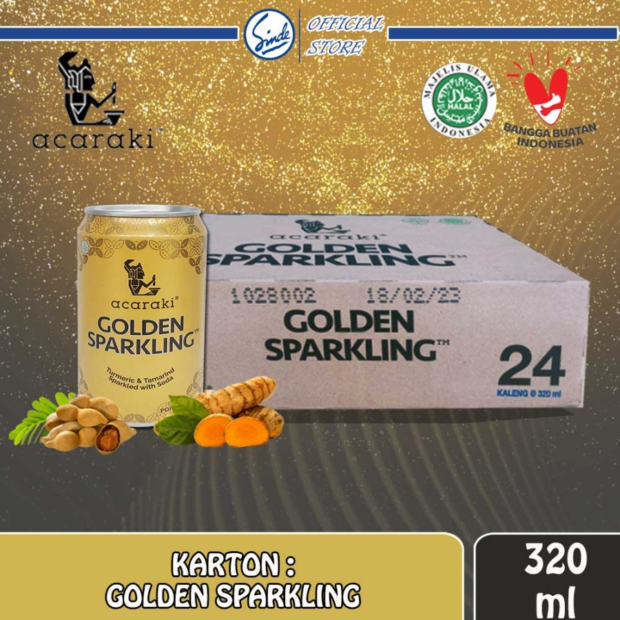 

CARTON: Acaraki Golden Sparkling isi 24 kaleng 320ml/ Golden Sparkling Kunyit Soda