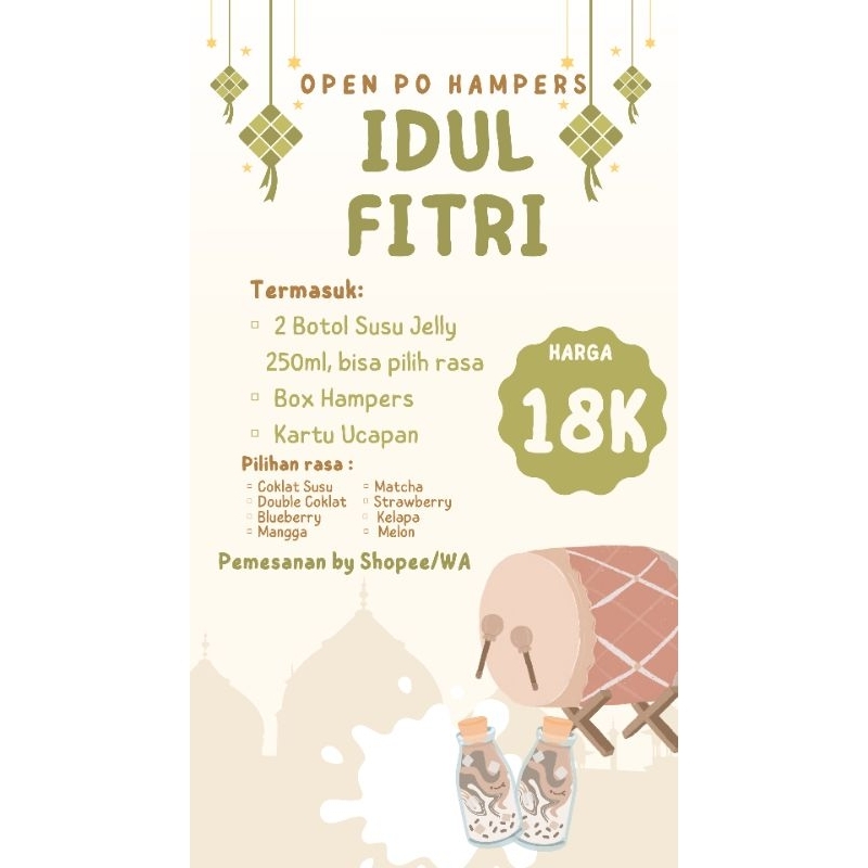 

Hampers Idul Fitri / Hampers Lebaran Murah Meriah / Hampers Makanan / Hampers Anak / Susu Jelly / Jelly Susu / Jesus