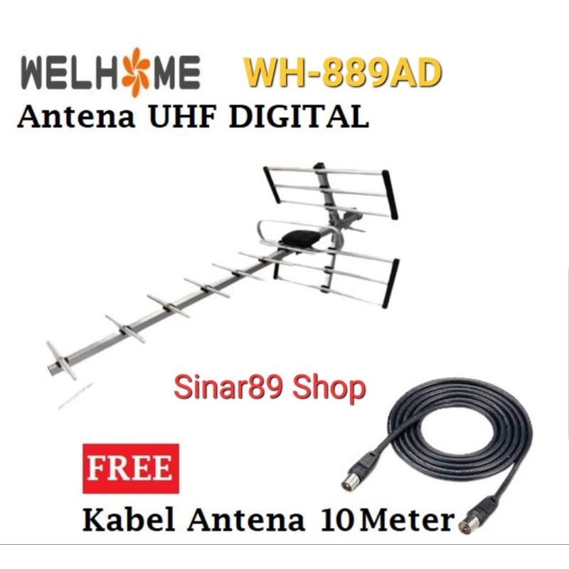 Antena Digital TV Bonus Kabel 10 Meter GENIUS Welhome WH889AD