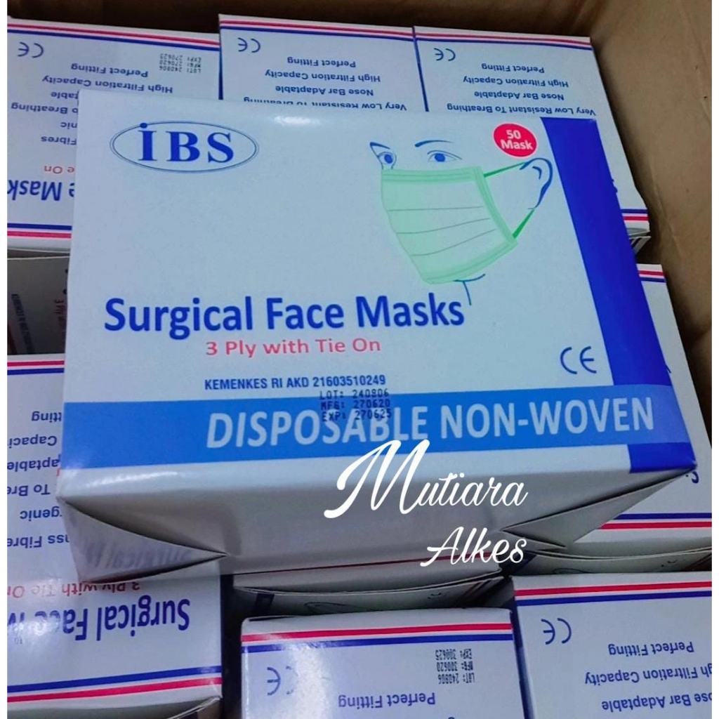 IBS Masker Tali /Surgical Mask Tie On / Masker Medis Tali / Masker Tali 3ply IBS