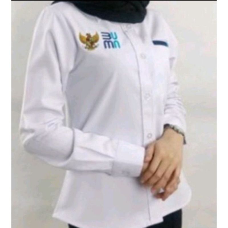 KEMEJA BUMN PANJANG WANITA BORDIR || SERAGAM BUMN BORDIR || BAJU BADAN USAHA MILIK NEGARA BORDIR
