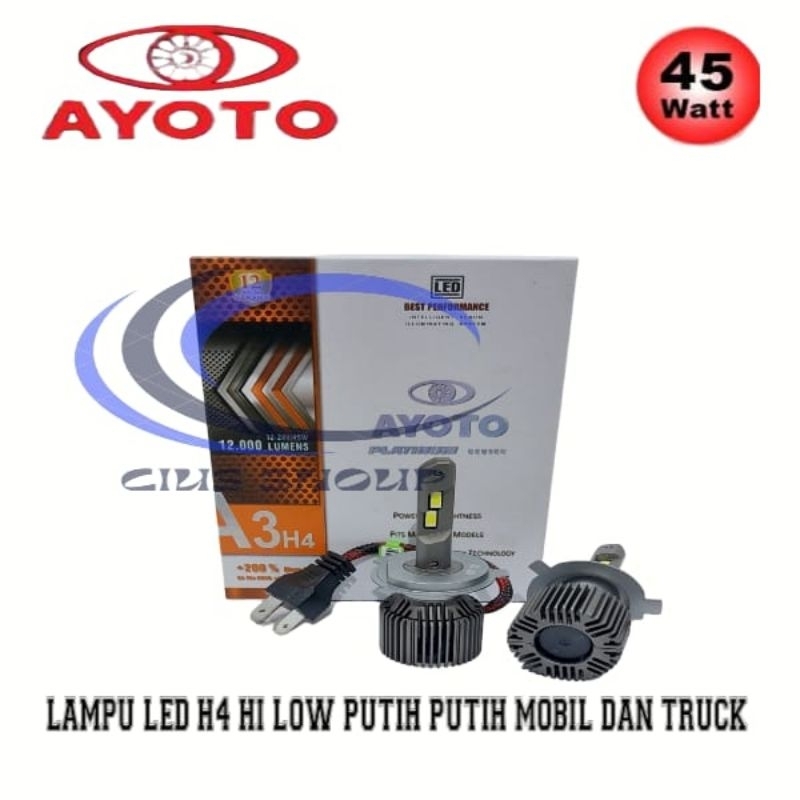 SEPASANG LAMPU LED H4, H11,H8 H7 HB3(9005) AYOTO A3 45W 3 WARNA PUTIH , KUNING, WARMWHITE LAMPU HEADLAMP,FOGLAMP MOBIL