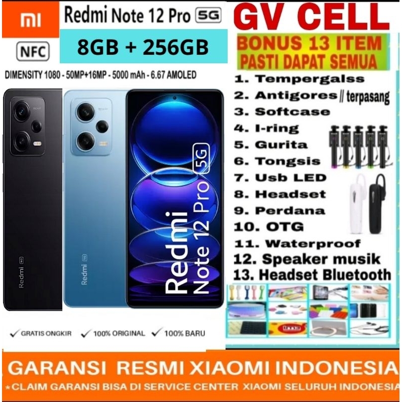 XIAOMI REDMI NOTE 12 PRO 5G 8/256GB RAM 8GB ROM 256GB & NOTE 9PRO 6/64GB GARANSI RESMI XIAOMI INDONE