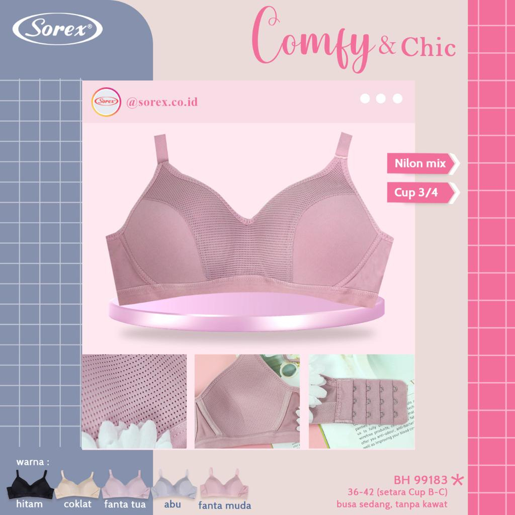 BH BRA 99183 SOREX - Sorex 99183 Bra BH Busa Tipis Tanpa Kawat Kait 3 Cup B Sorex Lavender Series Cu