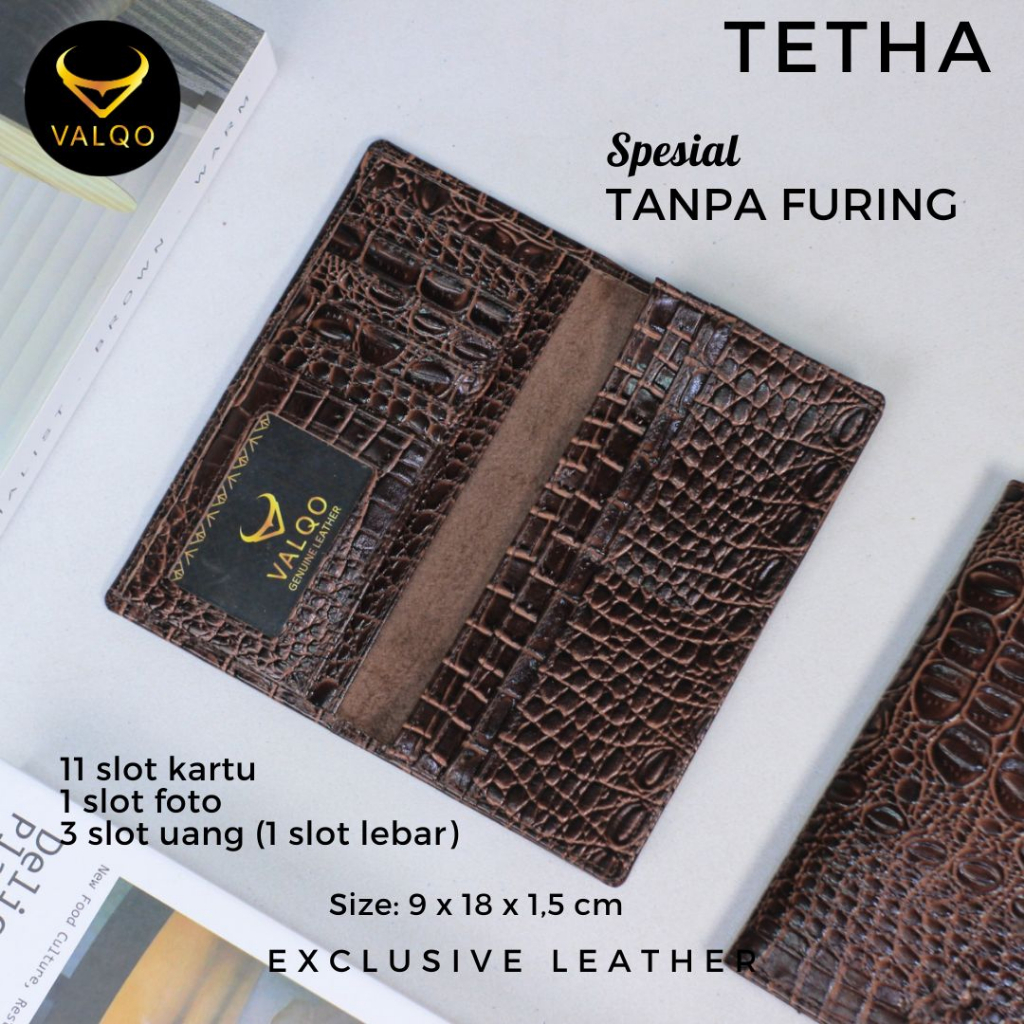 [VALQO] TETHA BY Spesial Full kulit sapi Motif Buaya Tanpa Furing Pria Wanita