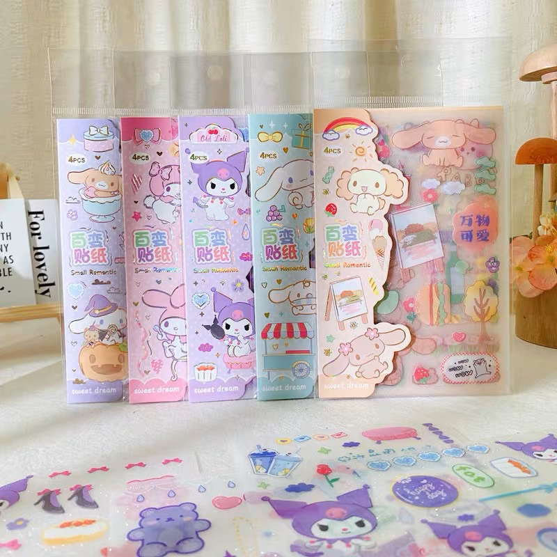 

SANRIO glitter sticker sheet pvc sticker 4 sheets