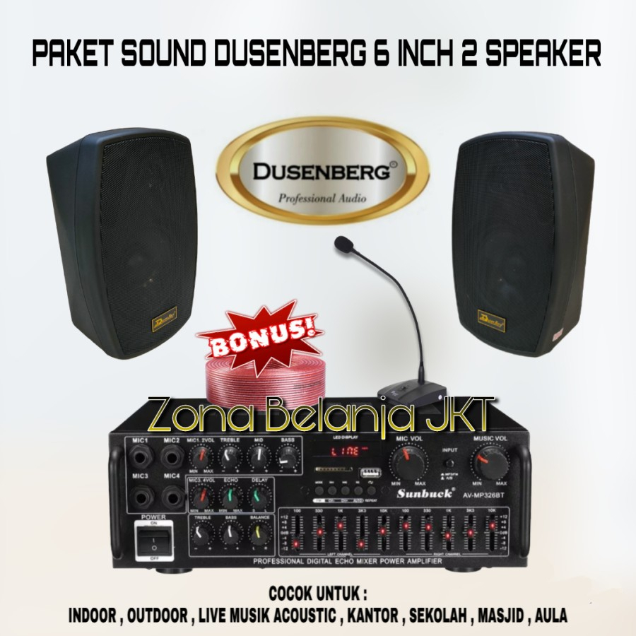 PAKET SOUND SYSTEM CAFE AULA DUSENBERG 6,5 INCH 2 SPEAKER ( SET 2 )