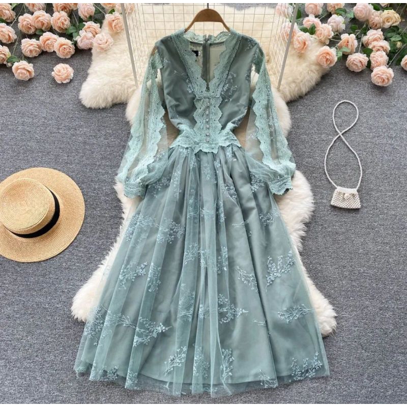 GAMIS MIKAYLA BURKAT KANCING SERIBU (FULL FURING)FASHION IMPORT TERBARU