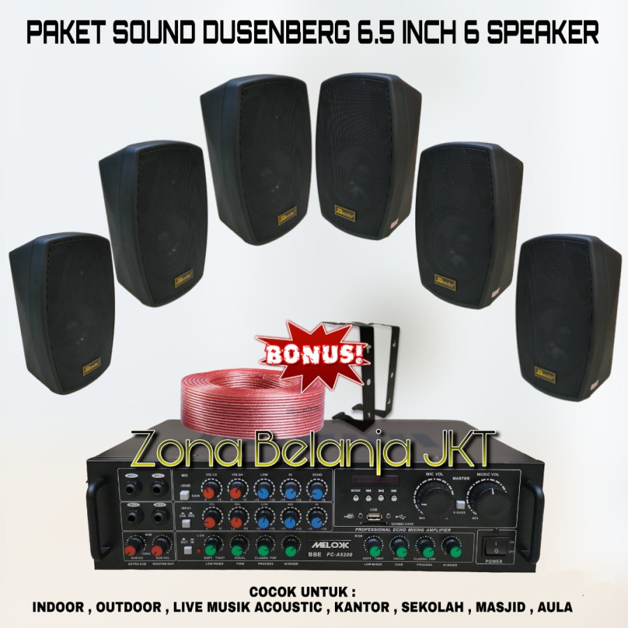 PAKET SOUND CAFE AULA KANTORAN DUSENBERG 6.5 INCH 6 SPEAKER ( SET 1 )