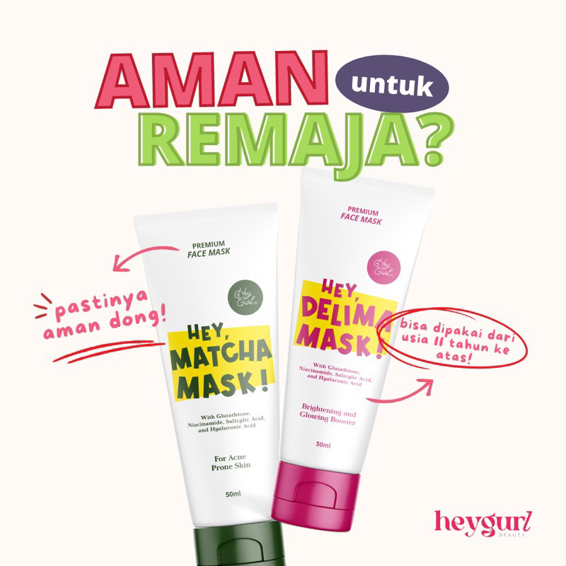 [ READY STOCK ] HEY DELIMA MASK &amp; MATCHA MASK BY HEYGURL | CLAY MASK HEYGURL