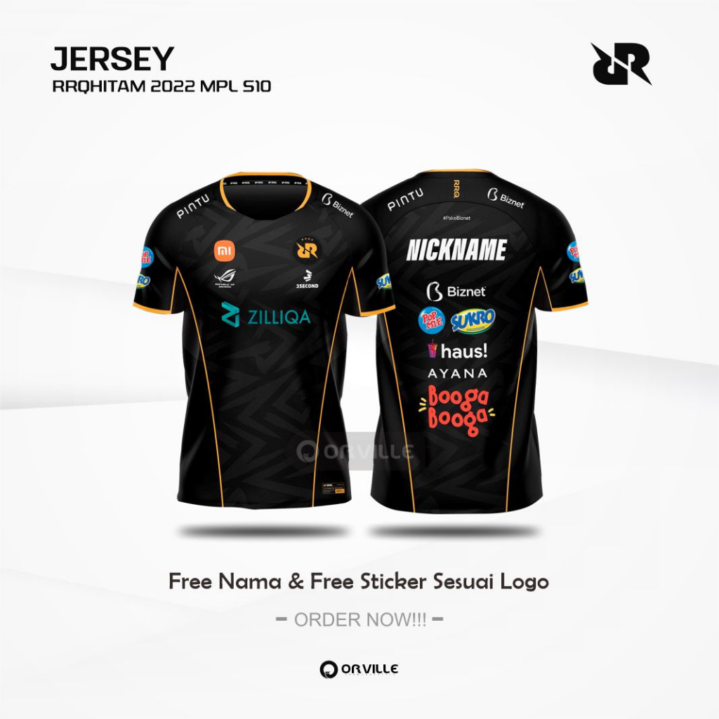 JERSEY RRQ HITAM & PUTIH TERBARU 2022/2023 MPL S10 FREE NICKNAME & STICKER