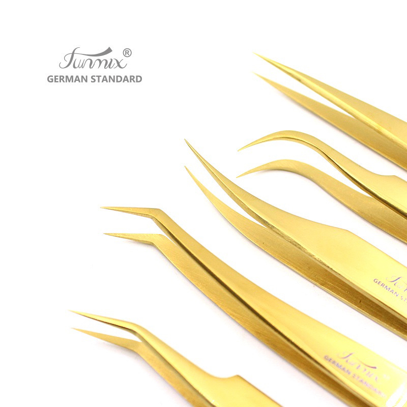 Fun mix Tweezer Gold Original High Quality Pinset For Eyelash Extansion