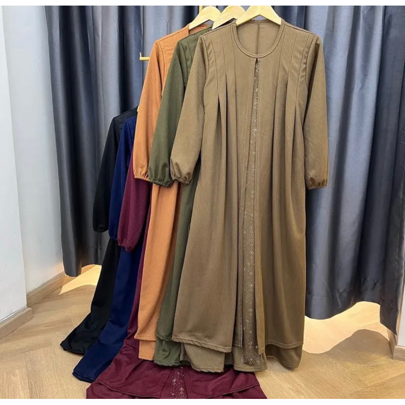 NEW WITH TAG Calamaryshop Hania Dress warna Tan/Dress Gamis Raya mewah/bkn haideeorlin preloved/gami