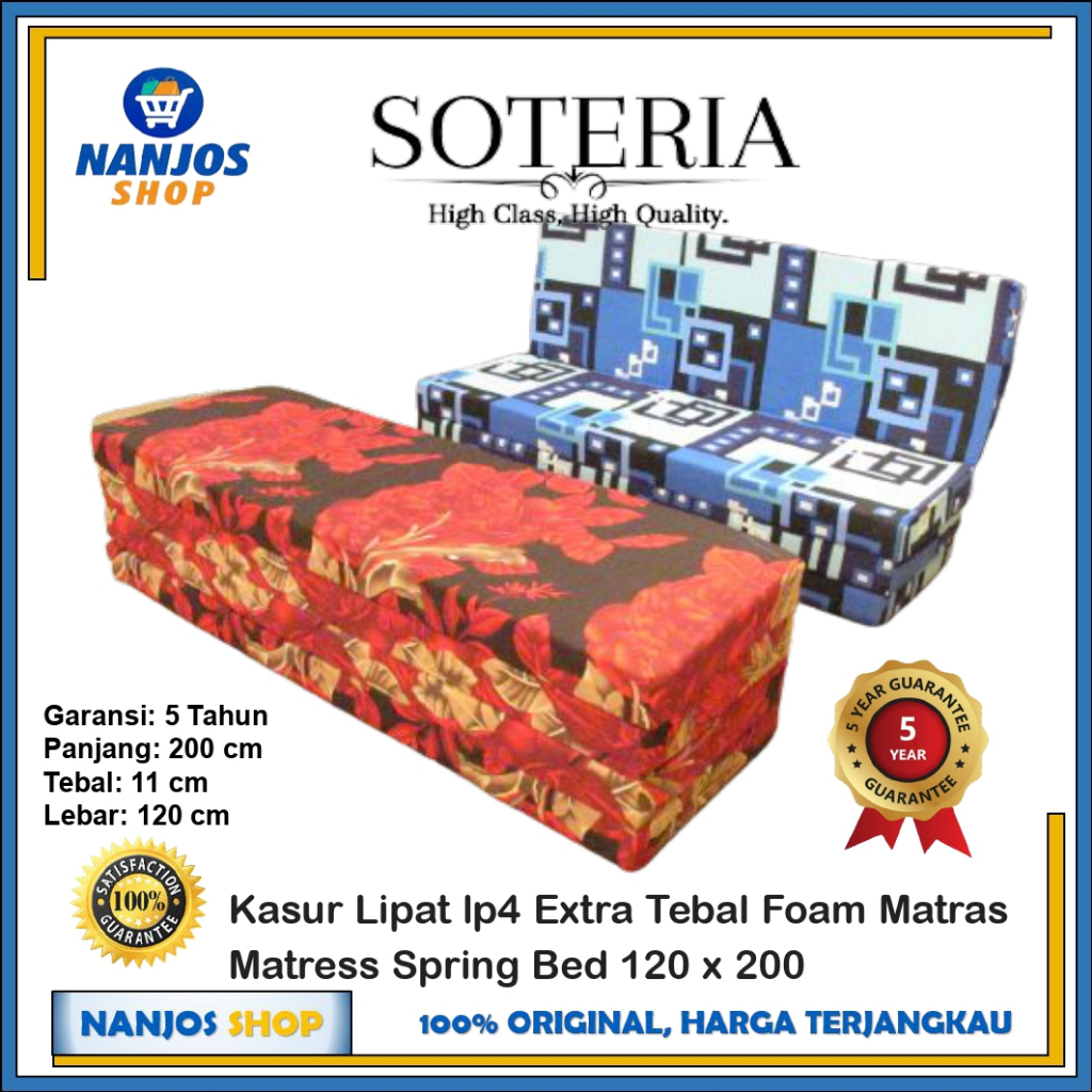 Kasur Lipat lp4 Extra Tebal Foam Matras Matress Spring Bed 120 x 200 Anti Kempes Garansi 5 Tahun