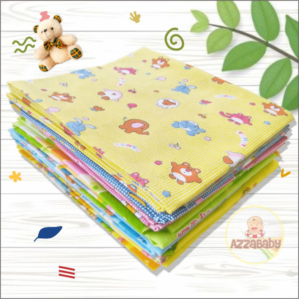1 LUSIN / 12 BEDONG BAYI - PERNEL BAYI 110 x 90 - BAHAN KATUN FLANEL LEMBUT MOTIF LUCU MURAH MERIAH