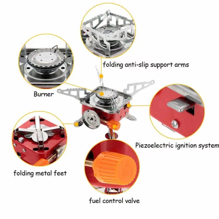 Kompor Camping Portable Model Kotak Portabel Stove Mini Alat Masak Gunung Kotak + Gas Kaleng