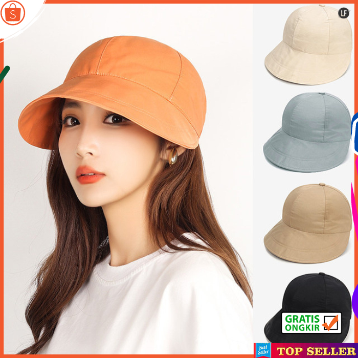 Topi Pantai Wanita Dewasa Korea Visor Kebun Cap Cewek Polos Lebar Perempuan Jepang Musim Panas 43a