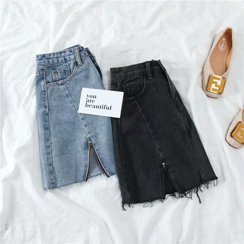 Rok kekinian rok jeans pendek wanita/3/4 rok jumbo korean style high waist rok jeans ripped pendek cewek kekinian ootd