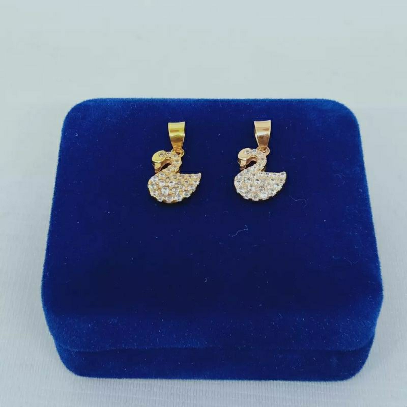 liontin ducky mata putih/perak asli silver 925 lapis emas/perhiasan fashion wanita terbaru