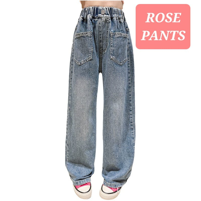 ROSE PANTS CELANA PANJANG JEANS JINS ANAK REMAJA CEWEK KOREA KPOP IMPORT