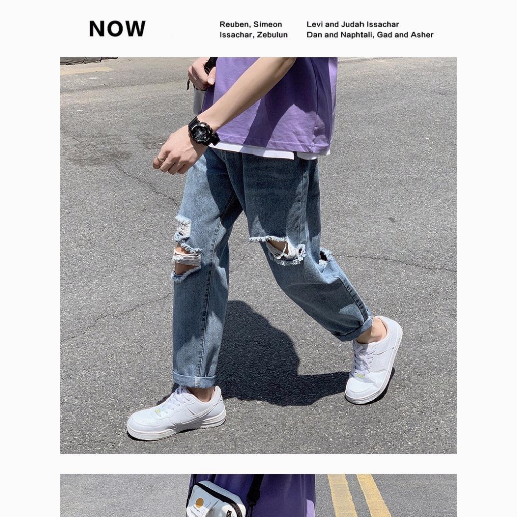 Baggy pants Celana robek pria korean style celana jeans pensil pria celana longgar pria loose pants celana loose pria jumbo oversize
