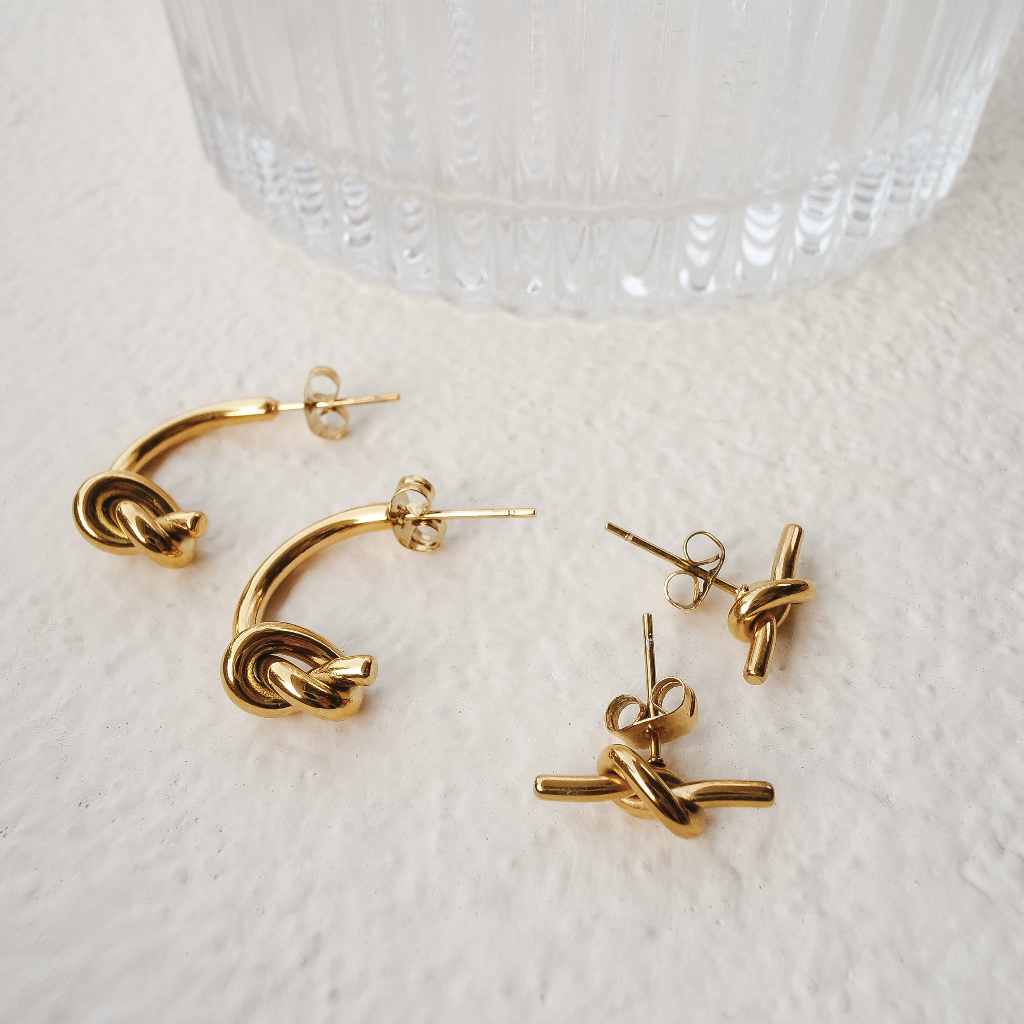 KNOT EARRINGS / ANTING BASIC - STAINLESS STEEL - ANTI KARAT